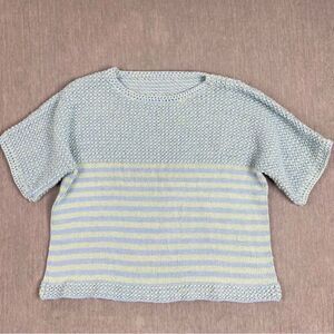 Handmade Heavy Knit Short Sleeved Striped Sweater Women’s Size L/XL